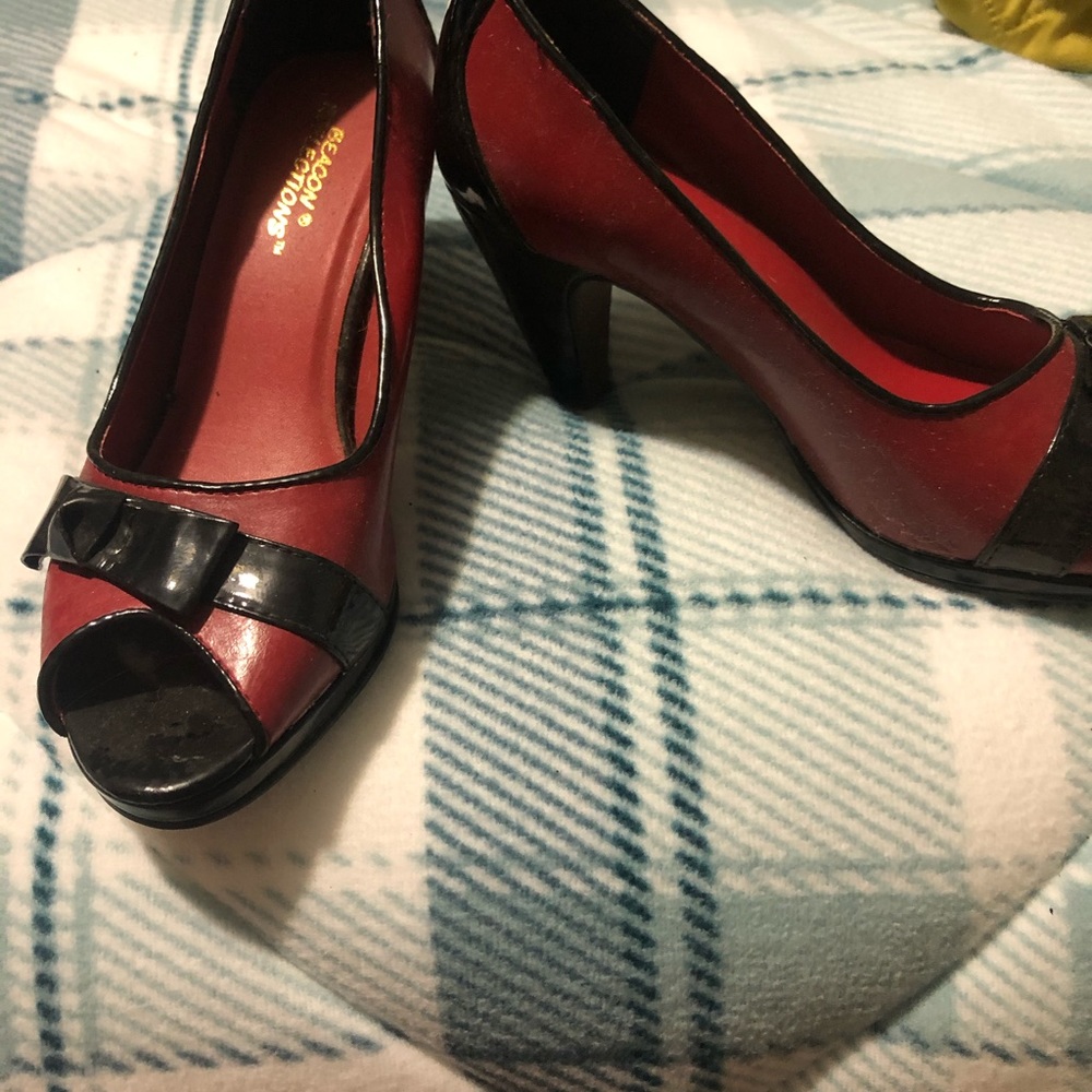 Red and black patent leather heels from JCPenney